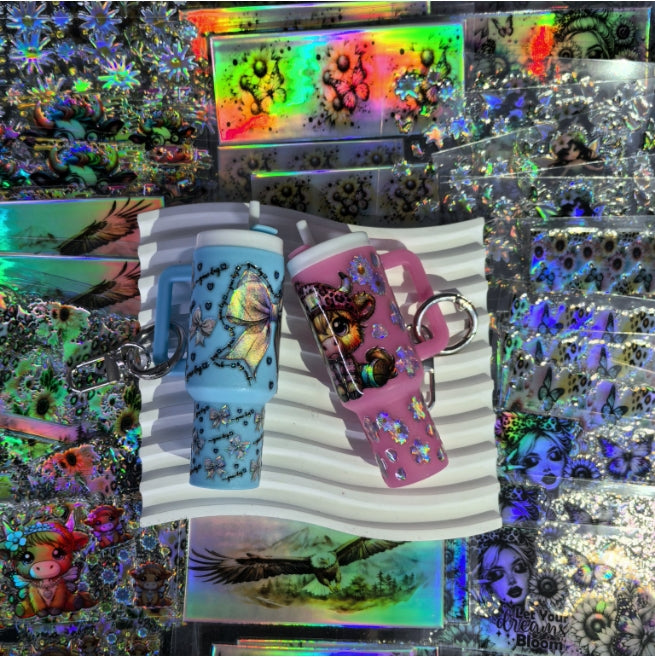 Wholesale Holographic Stickers Random 20pcs/50pcs/100pcs Cartoon Pattern Mini Travel  Cup Stickerlaser wraps